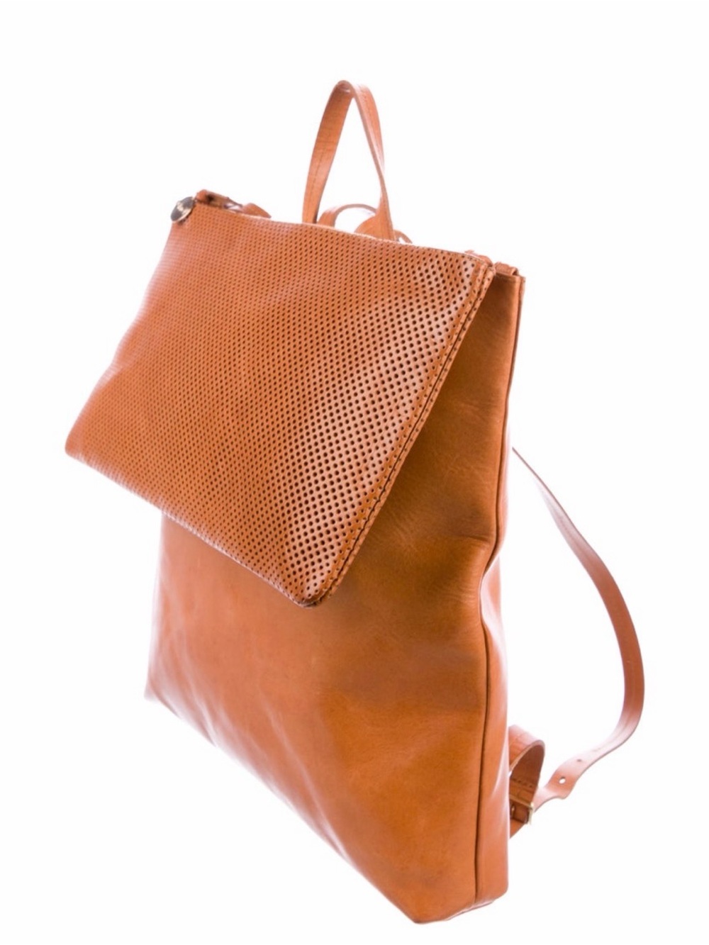 Clare V. Tan Perforated Leather Backpack Tote - Women's Convertible Bag